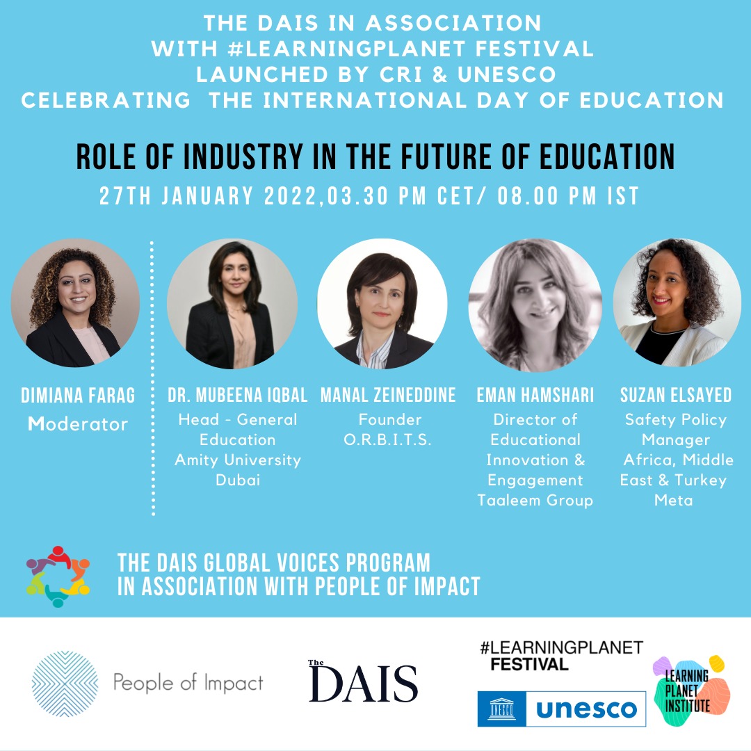 PeopleofImpact's tweet photo. Join us and @thedaisindia as we host the Role of Industry in the Future of Education panel as part of @UNESCO and @lpiparis_'s #LearningPlanet Festival!  

This talk will be held on 27 January at 3:30 PM CET. Register for free here --> https://t.co/AXYH3RYvLW https://t.co/fpBvpYj5qN