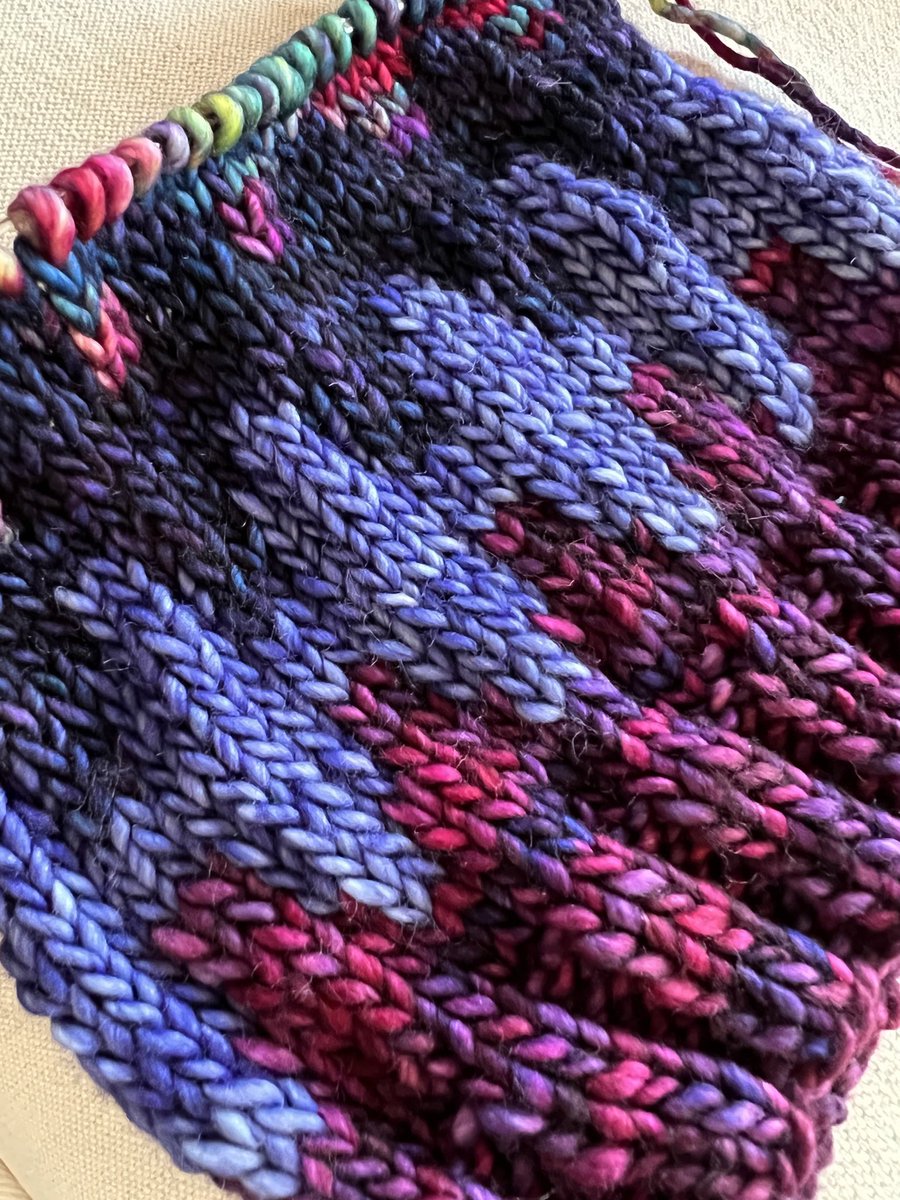 Just doing a little something with leftover yarns… #colorworkknitting #knitting #hatinprogress