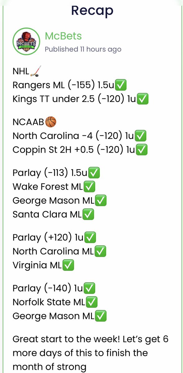 McBetss's tweet photo. 01/24 Recap 🧹🧹🧹🧹

7-0 +6.71 units🔥🔥🔥

2 people who Like and RT this post will get VIP for free until the Super Bowl🚨

Lets finish the month of January strong! https://t.co/ekjJ13v3yB