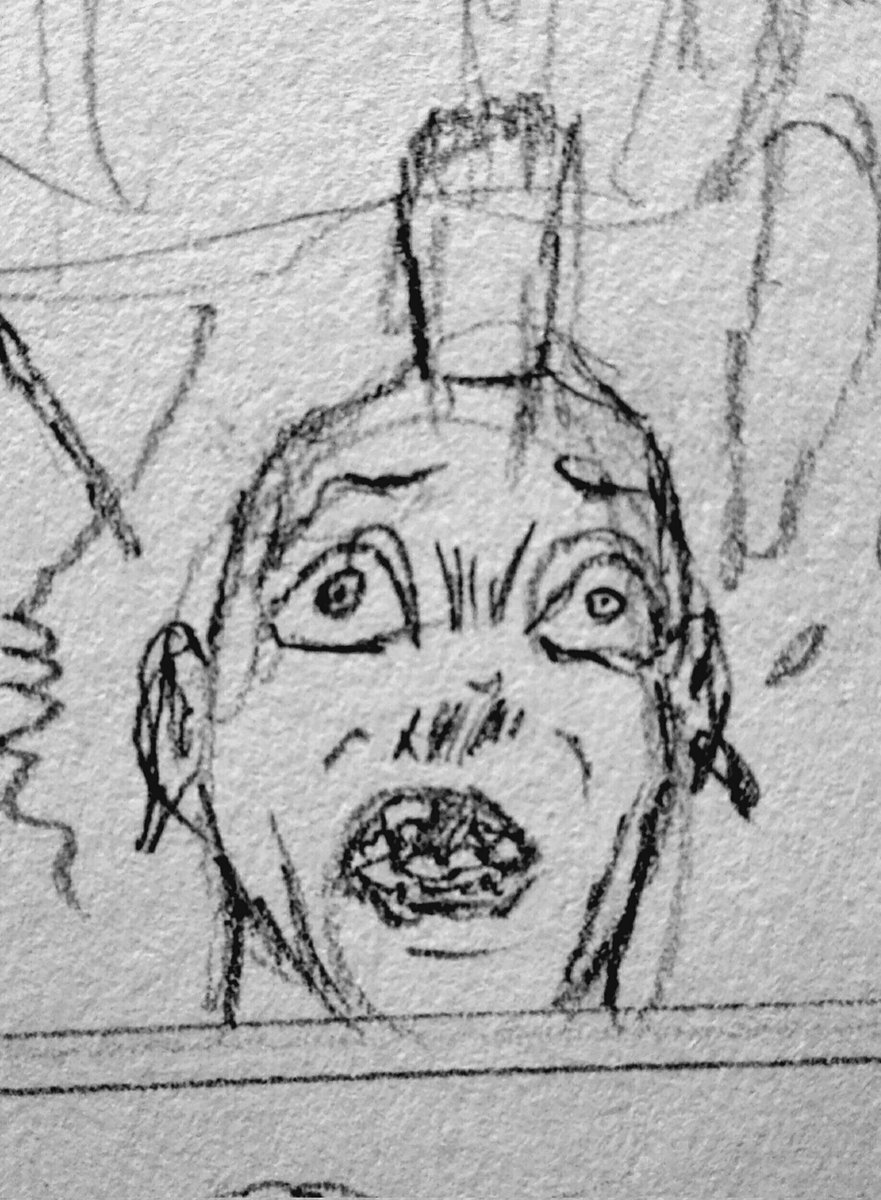 Volturius77's tweet photo. When you want to draw horror but it never works, but then suddenly your hand tells you, yo dawg look at this- and you're like- I NEED THAT POWER. #happyaccident #bobross #TheMoreYouKnow #ineedmorepower #motivation #drawing #expression https://t.co/G0pCwvDezp