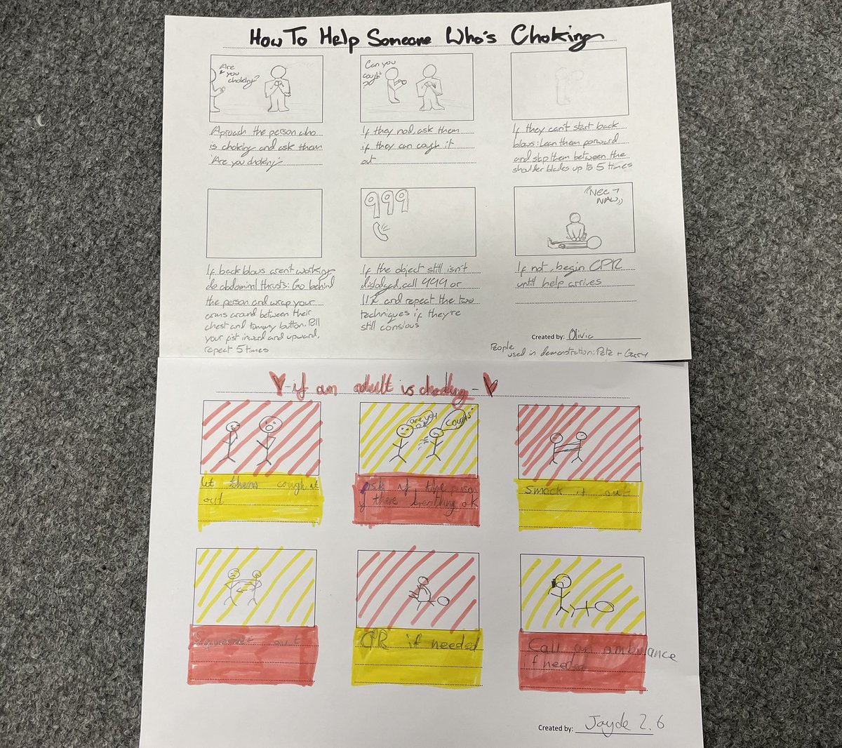 CWilkinson_PE's tweet photo. 2F2 created comic strips in First Aid today🚑
We looked at how to help Adults, Children and Babies who are choking!
#WeaReQHS https://t.co/s8jVSofTCx