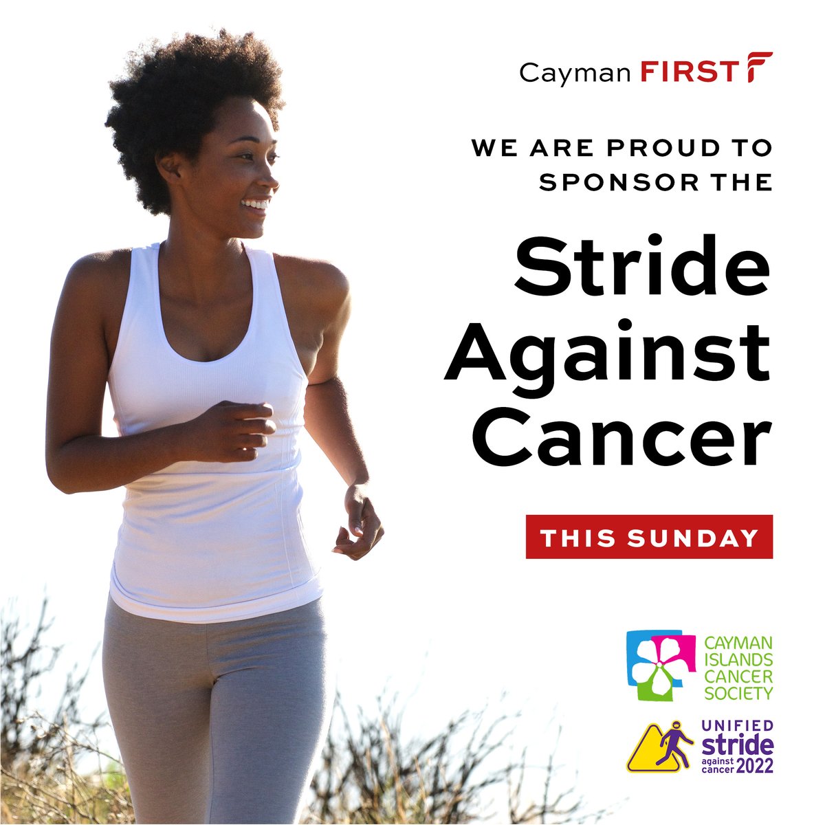 CaymanFirst's tweet image. This Sunday, join us at the Stride Against Cancer! 🏃‍♀️🏃 
We're delighted to be sponsoring this wonderful event run by the Cayman Islands Cancer Society. 

You’ve got until Friday to sign up and get involved! 🙌 
To register, visit: caymanactive.com/event/stride/