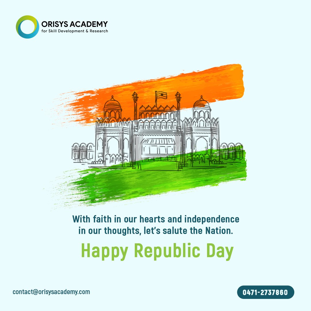 orisysacademy's tweet photo. Happy republic day ! 
Today was when India's constitution was made, and we got independence in a real sense. Let us respect the day.

#independenceday #republic #India #kerala #republicday #republicdayparade #indianrepublicday #republicdaycelebration  #freedom  #incredibleindia https://t.co/NyRqRGwMXM