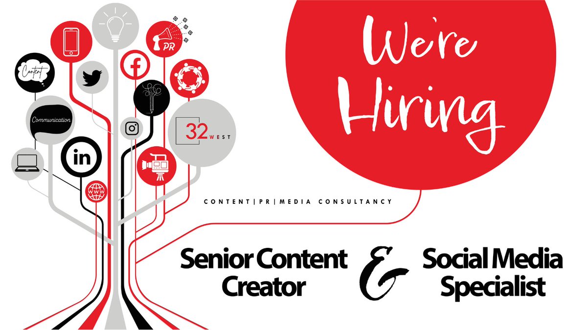We're hiring!📢

We're looking for two new members to join our 32West team - a Senior Content Creator and a Social Media Specialist.

To apply, please email james@32west.co.uk with your CV and the reasons why you'd make an amazing addition to our team.