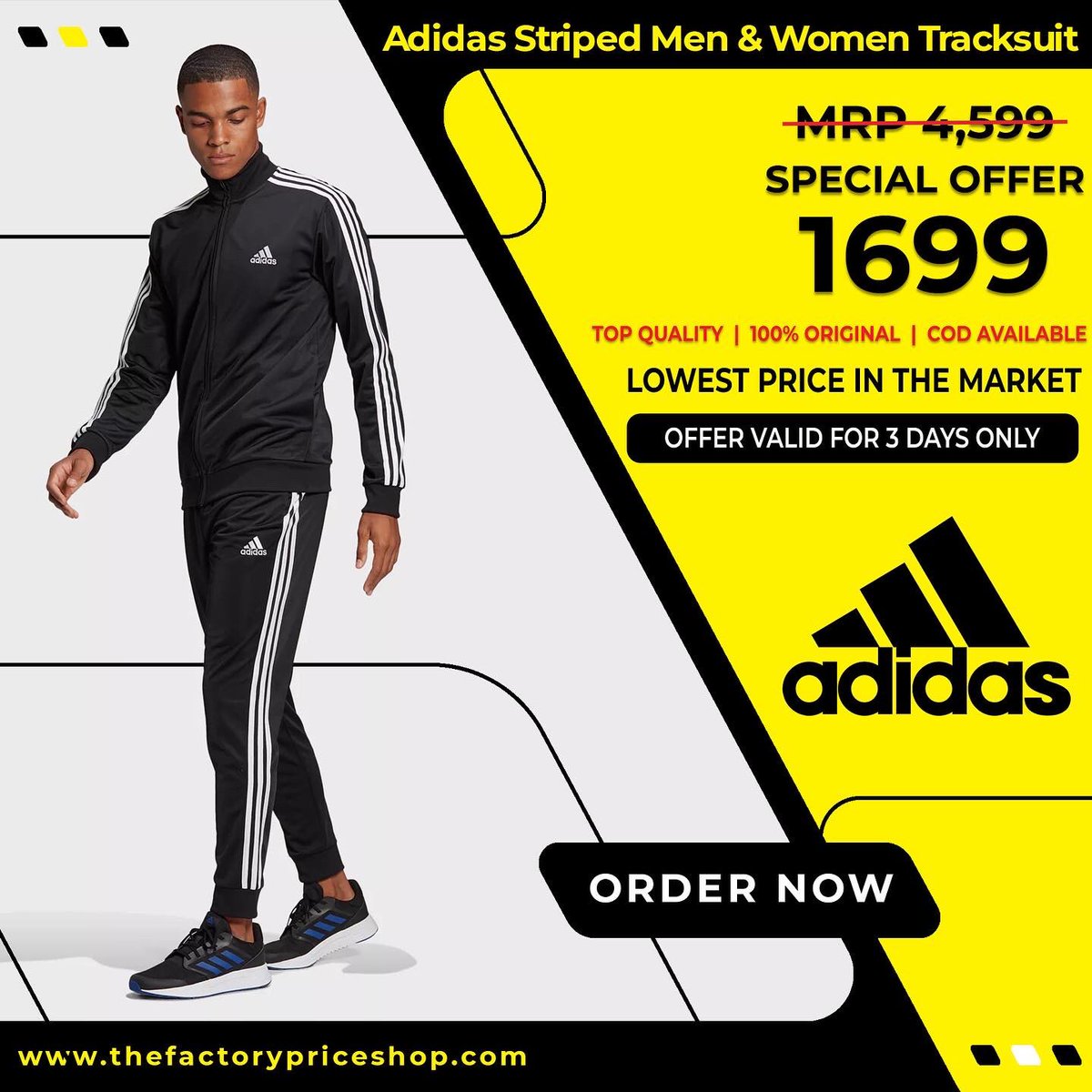 tfps_official's tweet photo. 👉 Shop for Adidas Striped Men &amp; Women Track Suit at best prices in the market. 

Regular Price - 4599/-
Sale Price - Only 1699/-

👉 Offer valid for 3 Days Only. 
👉 Cash on Delivery Available 
👉 100% Genuine Product 
 
https://t.co/twb6UO8T2X https://t.co/b3UVpm5bKW