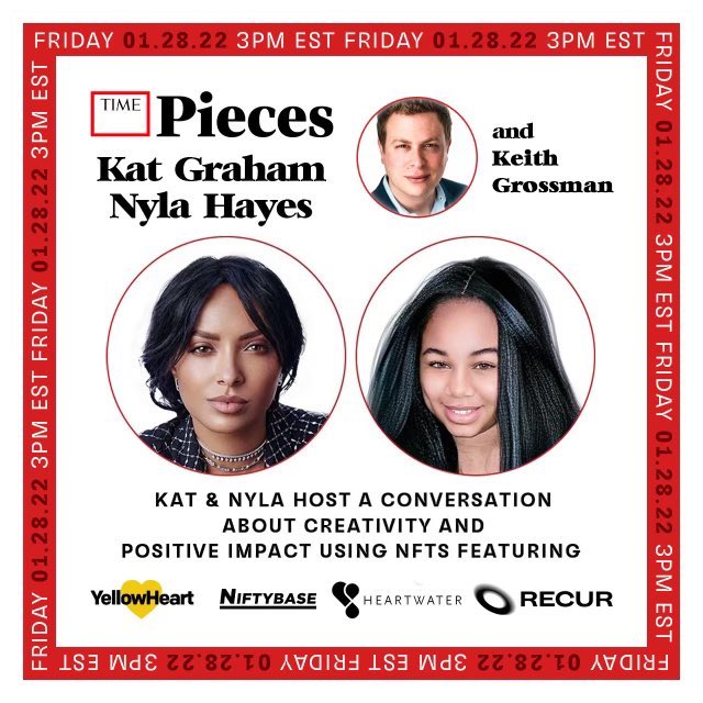 GM ☕️

Mark your calendars this Friday at 3PM EST — <a href="/KatGraham/">Kat Graham</a> will be joining <a href="/timepieces/">TIMEPieces</a> to discuss positive impact using NFTs 💜