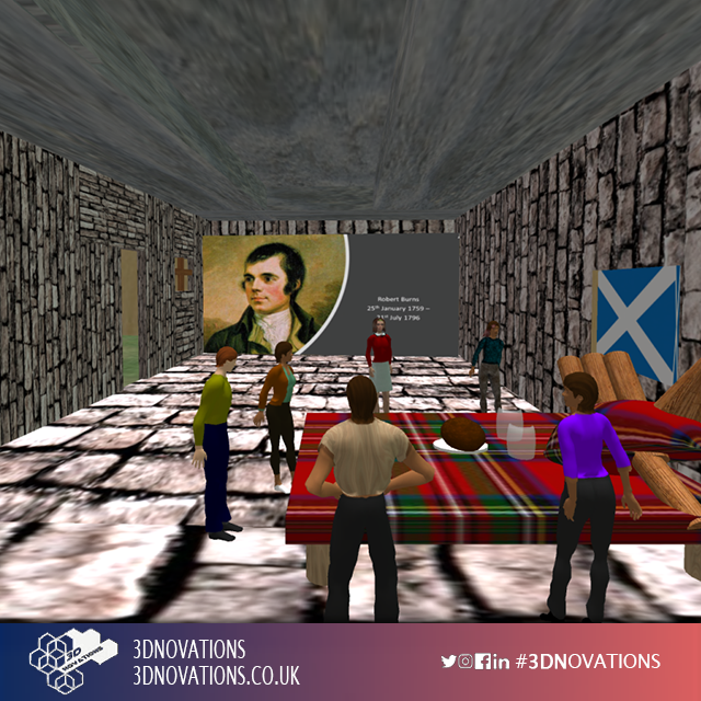 Fàilte! Possibly the first virtual burn supper held by the 3DNovations team! 

We hope you all enjoy burns night with any celebrations you may have.

#3dnovations #autism #aspergers #virtualworld #virtualreality #digital #remote #burnsnight #burnssupper #team