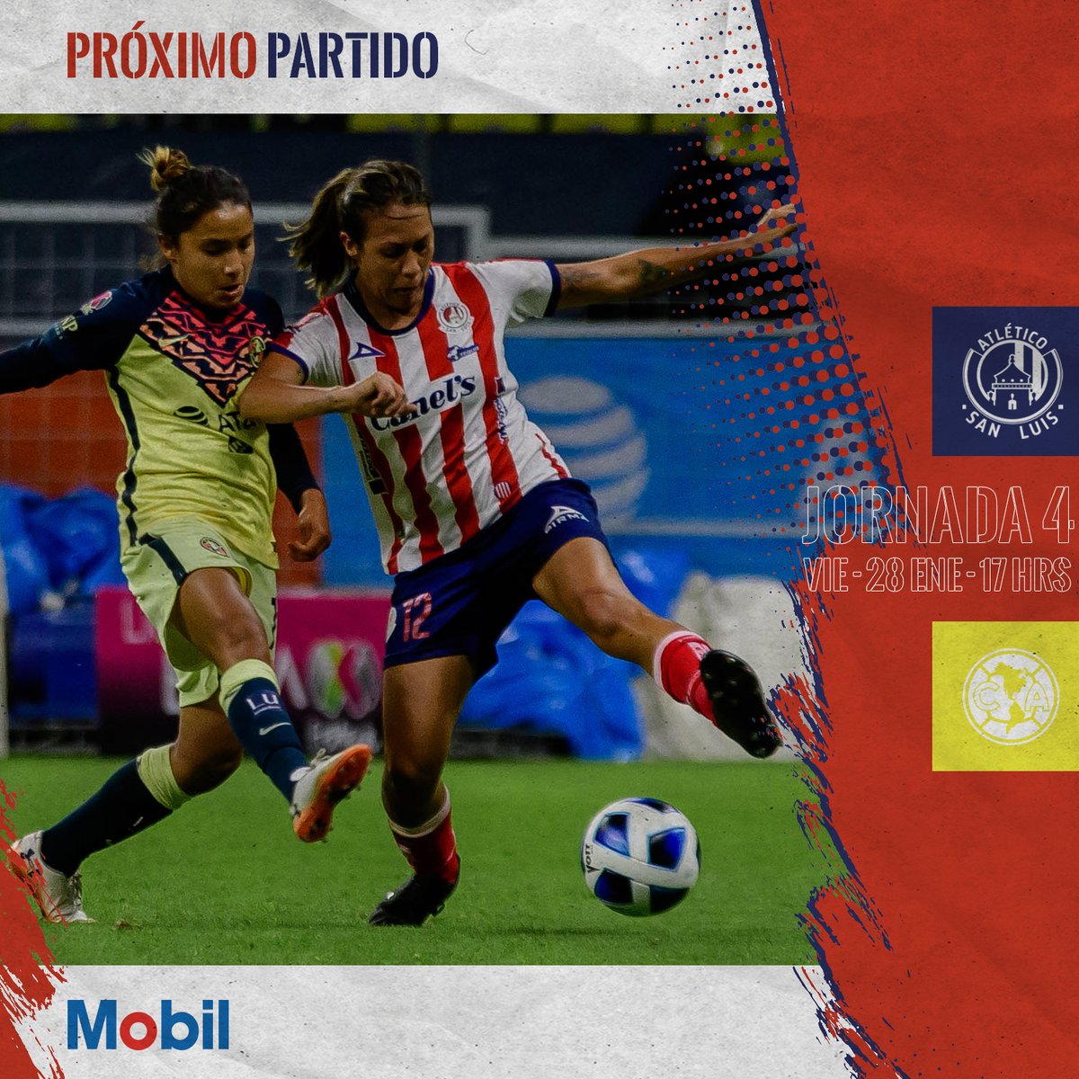 AtletiDeSLPFem's tweet photo. 🔜 El próximo partido es presentado por @MobilSLP - Jornada 4 

🆚 @AmericaFemenil 
🗓️ Viernes 28 de enero 
⏰ 17:00 horas
🏟️ Estadio Alfonso Lastras

#SomoSanLu12 
#ADSLAME https://t.co/MptdkixGAm