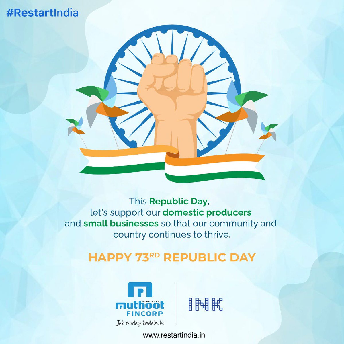 restartindianow's tweet photo. Let's rejoice in the golden heritage of our country and join hands to support each other and our local communities as we move forward!

Happy Republic Day, India!

Visit the Restart India website link in our bio to reach out to us

#RestartIndia #RestartYourBusiness #Republicday https://t.co/VqqRWxuvRy