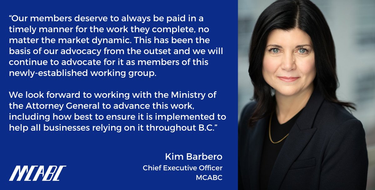 MCABC's tweet photo. We are pleased to be part of the Government of BC’s new working group to look at how to best ensure our members & others get #PromptPayment legislation.
https://t.co/vB1n9etHvQ
#mcabc #bcpoli https://t.co/tYikX9iOgU