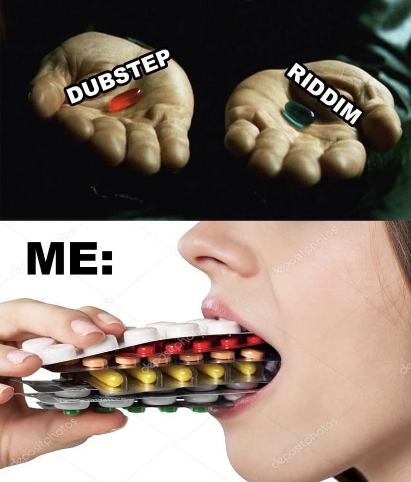 moshpitxmafia's tweet photo. Which one are you taking? We’re taking all of them 😈 #edm #edmlifestyle #dubstep #riddim  #rave #ravememe #MOSHPITMAFIA https://t.co/KbjSUmdx5G