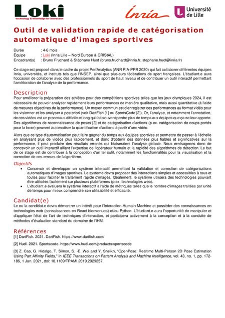 PerfAnalytics24's tweet image. 🚨 PerfAnalytics recrute 🚨 

L’équipe Inria Loki (Lille) propose deux stages de recherche en interaction humain-machine sur :
1) la manipulation directe de vidéo 📹 
2) l’analyse de catégorisations d’images 🎞 automatique 

⬇️ Toutes les informations ⬇️