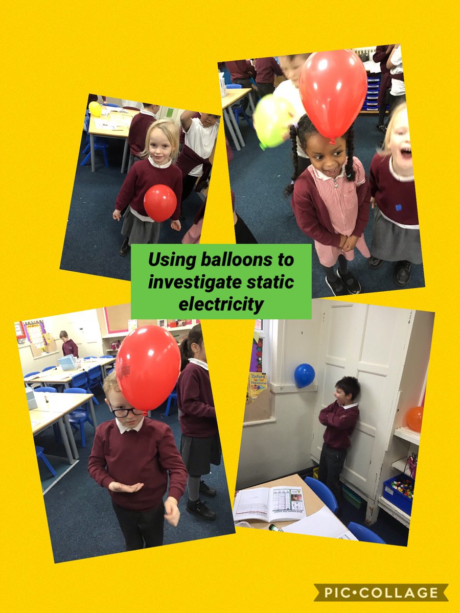 HBMissKemp's tweet photo. Today we started our new science topic. We are going to be investigating the question “What powers the world?” Today we investigated static electricity using balloons. @HartleyBrookPri https://t.co/dv9Ae9uyOI