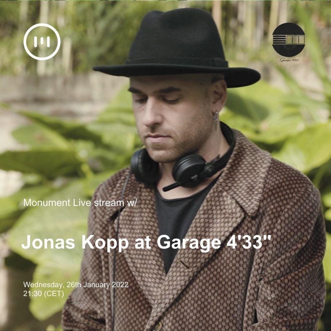 Tomorrow tune in at 21:30 CET and enjoy our next episode of Live Stream this time with a special ambient set by Jonas Kopp recorded at Garage 4'33'' in Buenos Aires.

Please make sure you subscribe to our channel and turn your notifications ON : youtube.com/user/MonumentP… #techno