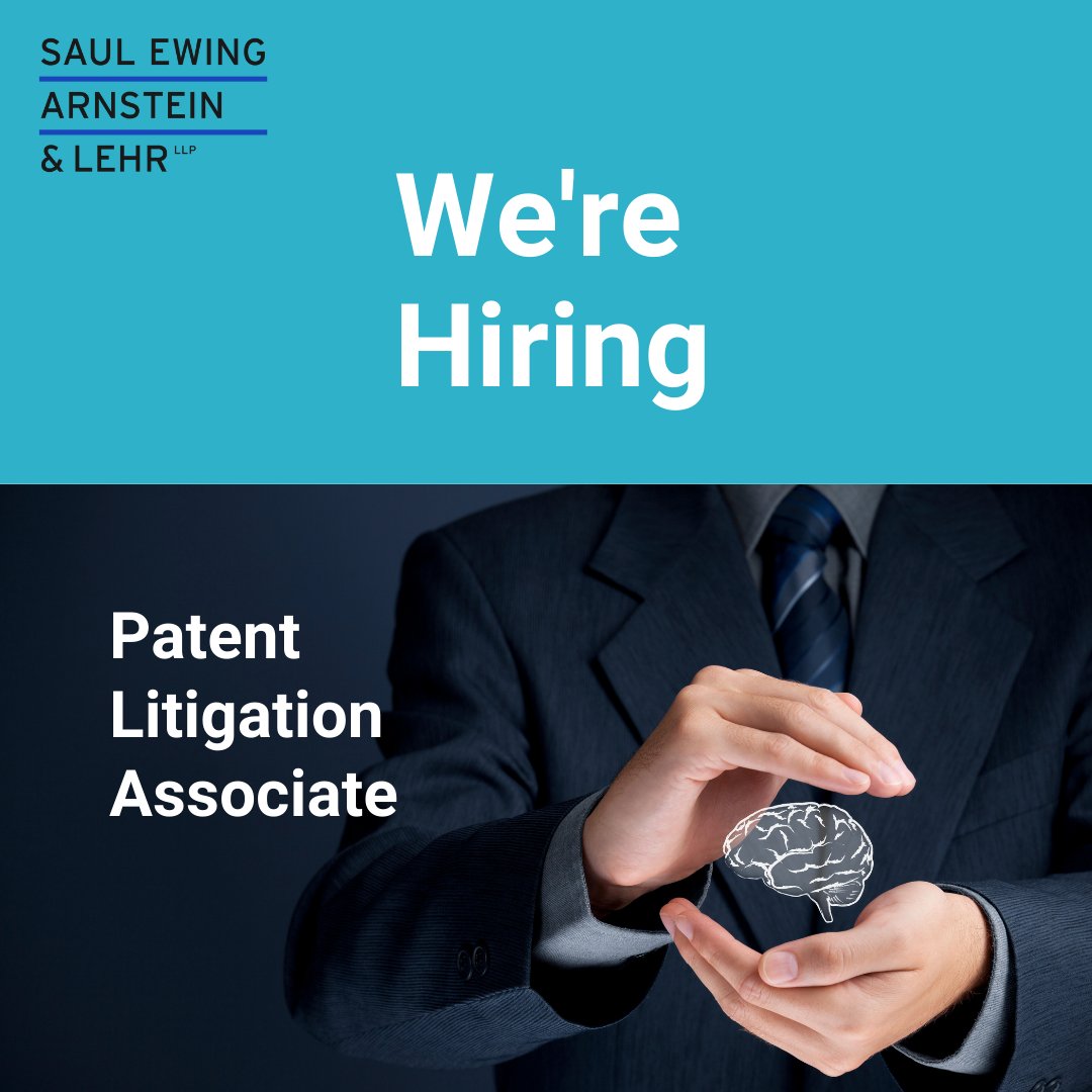 SaulEwing's tweet photo. Attention #PHL and #CHI: the Firm is seeking a patent litigation associate to join our Intellectual Property practice. Ideal candidates will have 4-6 years of experience. Interested? Apply here: https://t.co/ijpMeakfNe #SEALJobs #IntellectualProperty #Patents https://t.co/MMZFbqzgOe
