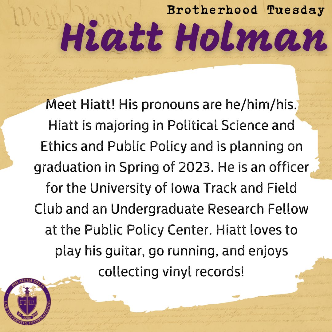 uiowa_pad's tweet photo. First Brotherhood Tuesday of the Spring semester 🙌 Get to know Hiatt! https://t.co/w3Gqg5fmcd