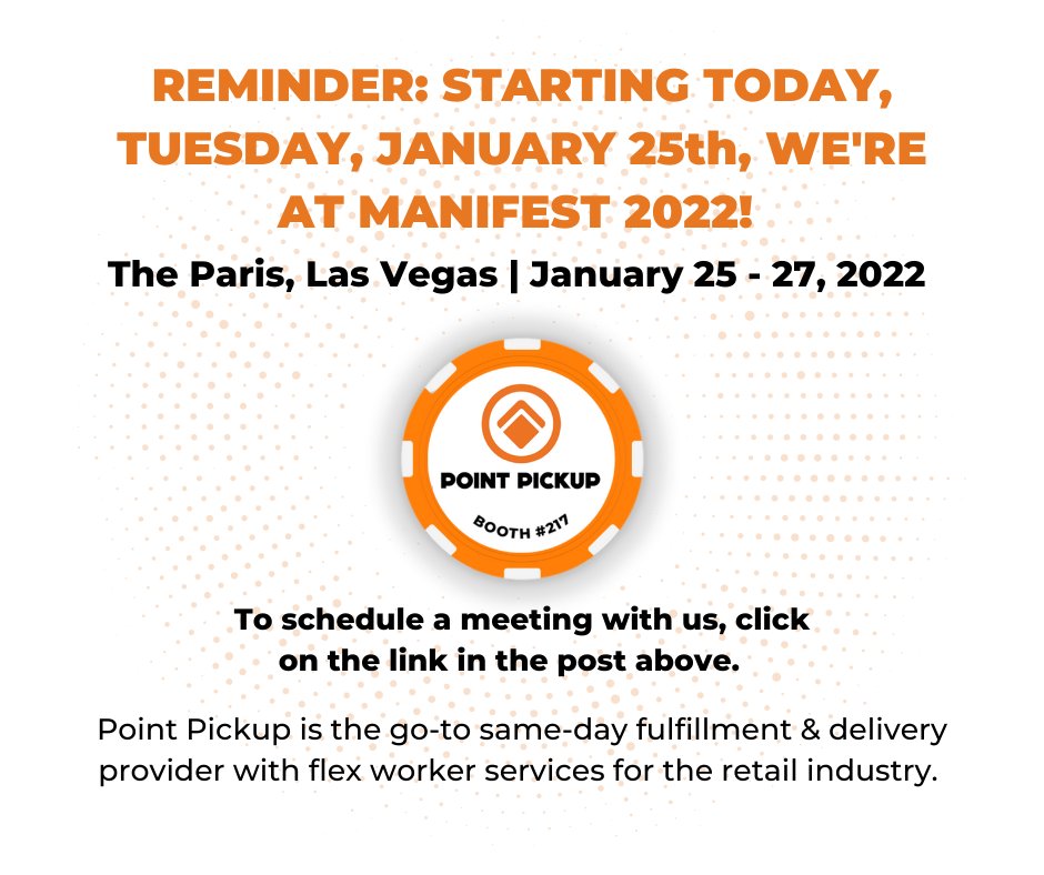 We look forward to seeing you this week at <a href="/ManifestFOL/">Manife.st</a> 2022! If you're in Las Vegas for the conference, we invite you to schedule a meeting with us in our booth (#217): hubs.la/Q012N_B_0 #manifest2022 #samedaydelivery #lastmile #fulfillment #Retail