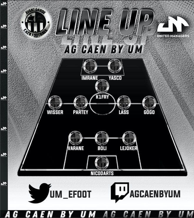AG Caen by UM (@um_efoot) on Twitter photo Programme session :
EFL White <a href="/eSportFA_FR/">ESPORT FOR ASSOCIATIONS</a> 🏆
⏱️ 22h20
🆚 @ACCS_ClubPro
⏱️ 22h40
🆚 @MGFC_eSport
XI du soir ⚽️
Bon match à tous 👊🏼
#ESPORTFA22 <a href="/UM_eFoot/">AG Caen by UM</a> Programme session :
EFL White <a href="/eSportFA_FR/">ESPORT FOR ASSOCIATIONS</a> 🏆
⏱️ 22h20
🆚 @ACCS_ClubPro
⏱️ 22h40
🆚 @MGFC_eSport
XI du soir ⚽️
Bon match à tous 👊🏼
#ESPORTFA22 <a href="/UM_eFoot/">AG Caen by UM</a>