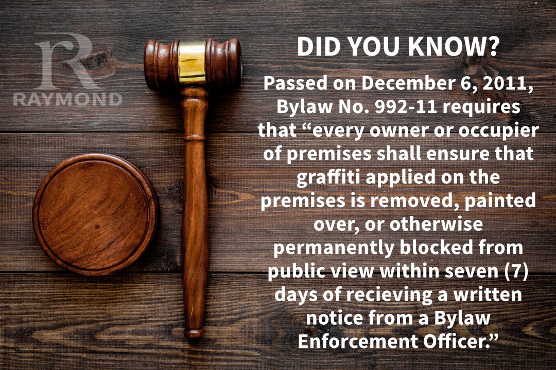 It's Bylaw Tuesday! Today's featured bylaw is Bylaw No. 992-11, the Town's "Graffiti Bylaw," which regulates both graffiti and activities related to graffiti within Town limits.