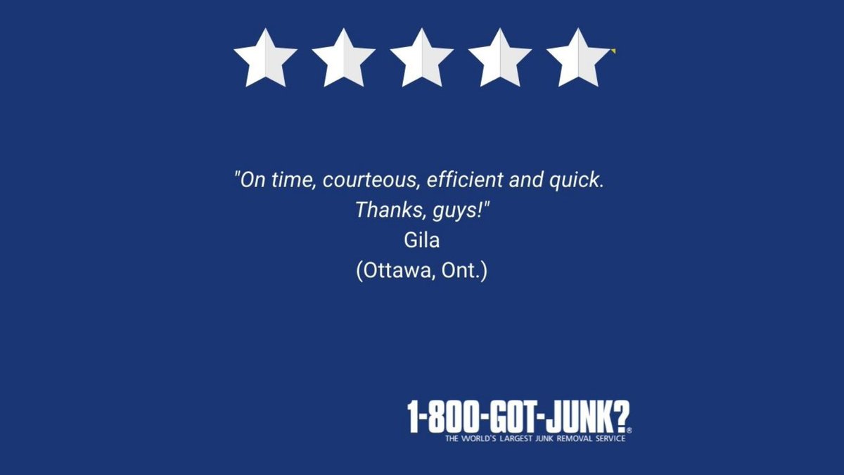 1800GOTJUNKOTT's tweet image. "On time, courteous, efficient and quick..." - Gila, Ottawa

#TestimonialTuesday #Testimonials #GotJunk #JunkRemoval