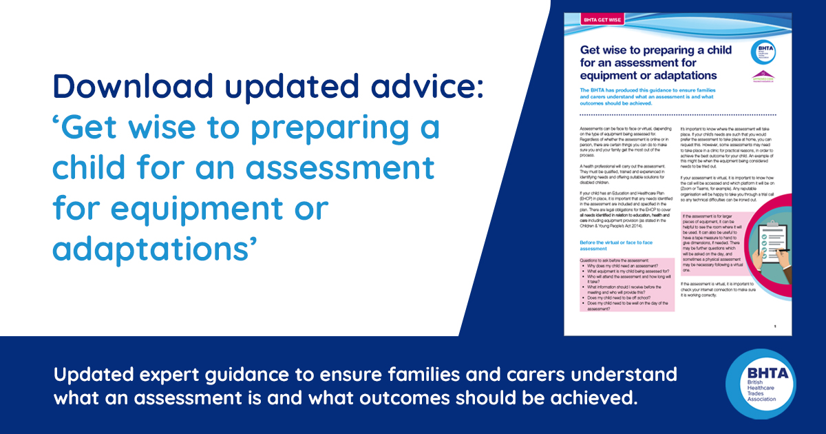 SafespacesUK's tweet image. Here's some fab info from the @BHTA around prepping for a children’s assessment for equipment or adaptations. The 'Get Wise' guidance now includes info about video assessments. 

Read the latest help and advice here: bit.ly/3fNnc1I

#assessment #getwise #homeadaptation