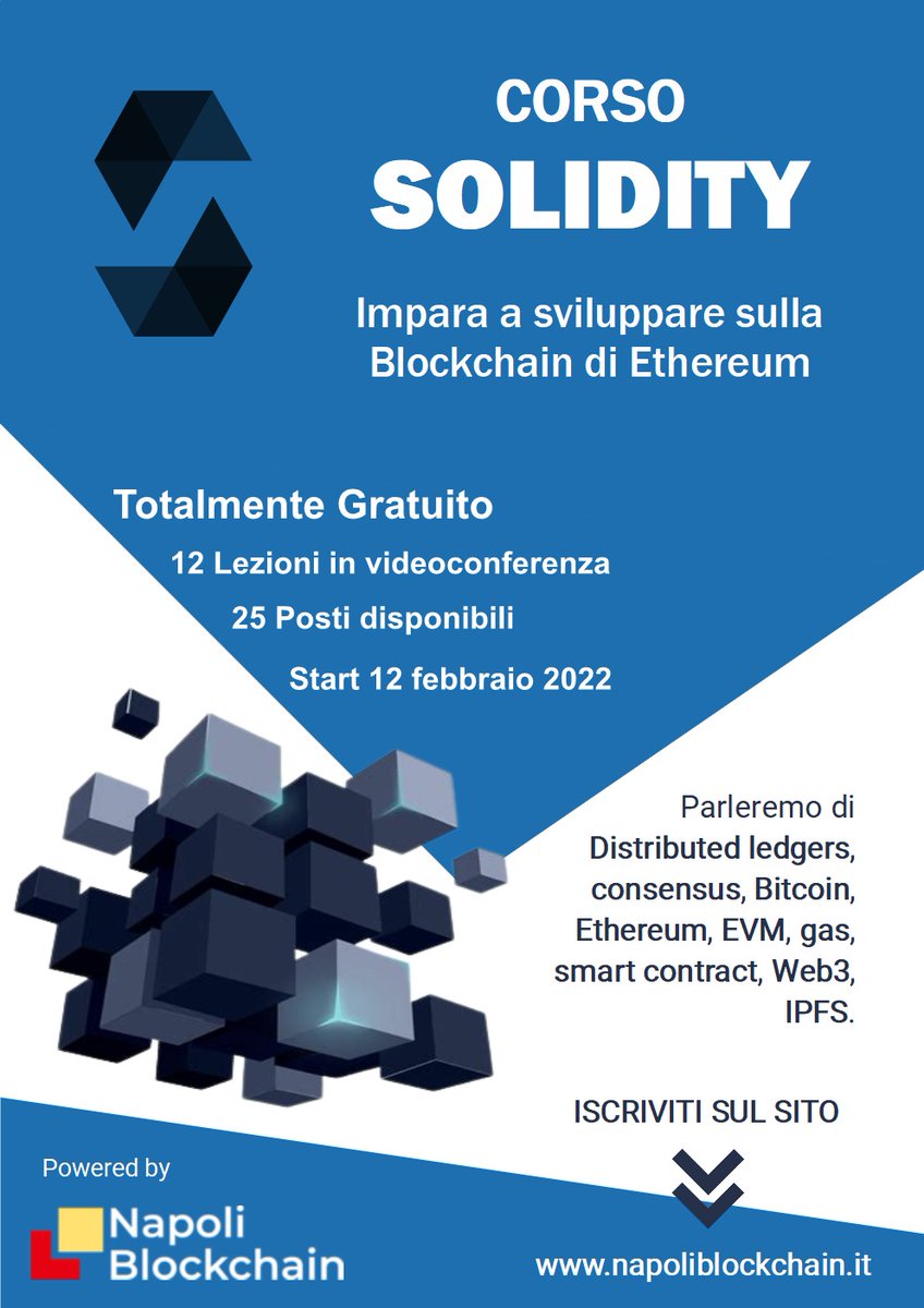 Corso Solidity gratuito: impara a sviluppare sulla Blockchain di Ethereum

napoliblockchain.it/corso-solidity…

#Solidity #blockchain #Developers #Ethereum #EVM