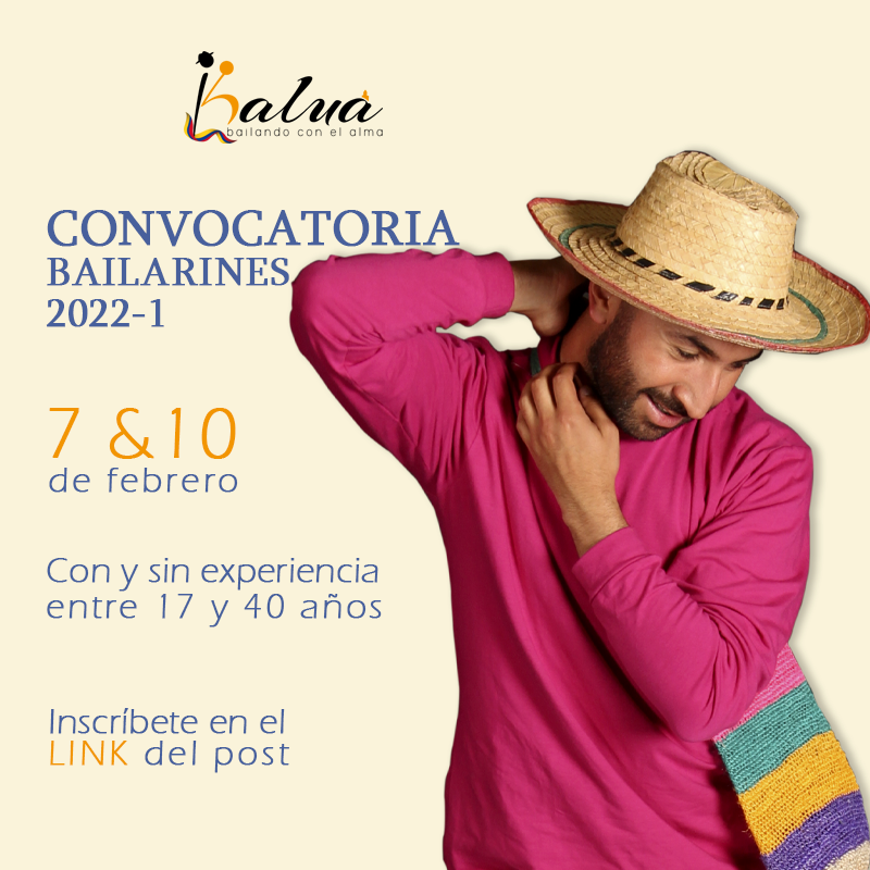KaluaDanza's tweet photo. ¡ABIERTA CONVOCATORIA DE BAILARINES 2022-1!🥳
🚨INSCRÍBETE hasta el 5 de febrero en: https://t.co/21GbpslmvI y asiste el 7 y 10 de febrero de 5:45pm a 9:00pm. 
*Recuerda tener tu carné de vacunas
#YoSoyKaluá #BailandoConElAlma #ConvocatoriaBailarines https://t.co/bIM6R8ZsmL