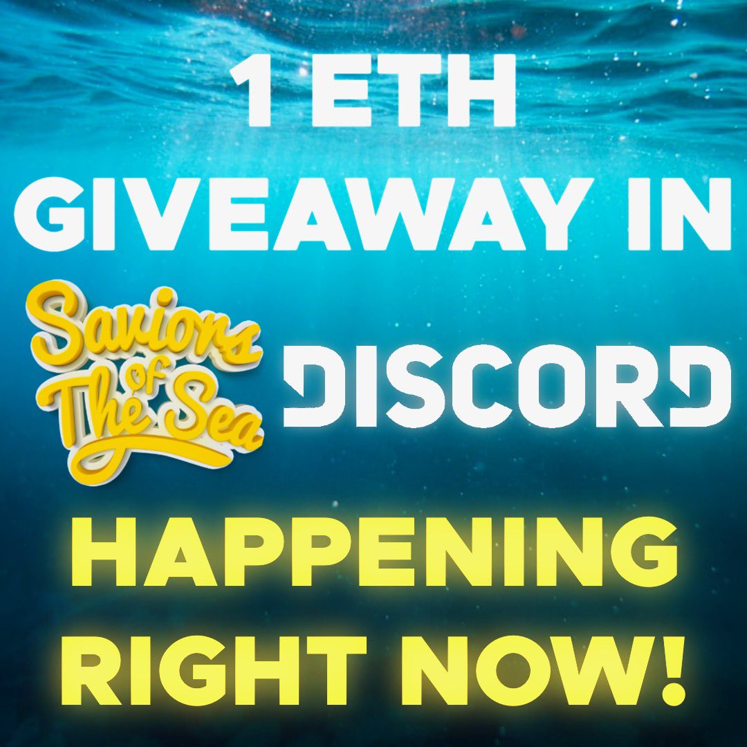 🚨HUGE GIVEAWAY HAPPENING IN THE DISCORD NOW!! 🚨

Get in there for your chance to win some moneyyyy 🤑🤑

#SaveTheSea #NFT #NFTs #NFTdrop #NFTGiveaway #NFTCommunity
discord.gg/tqcHb8hXQZ