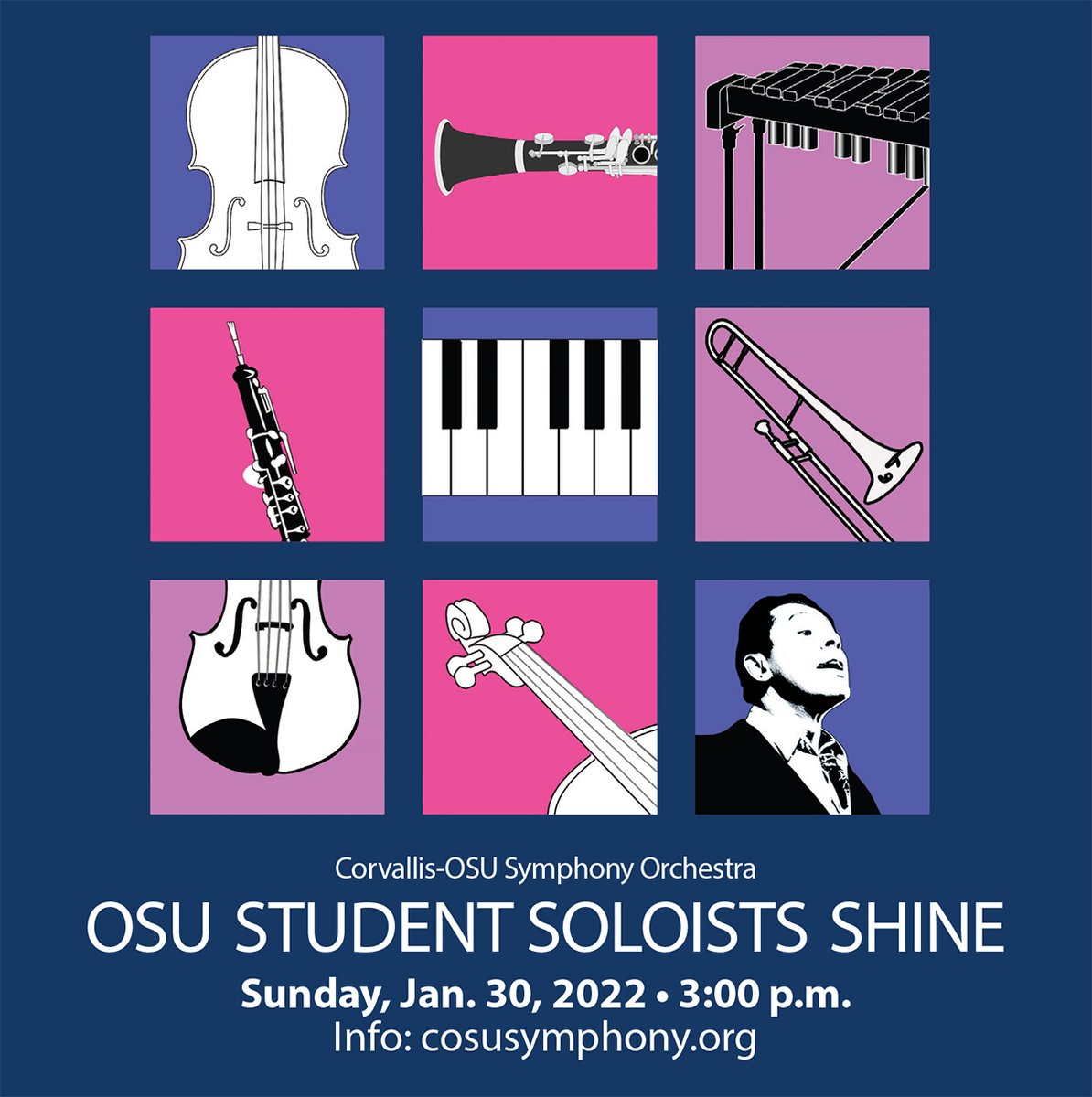 COSUsymphony's tweet photo. OSU Student Soloists Shine Concert is this weekend! This concert features solo performances from our very own talented musicians... you do not want to miss it. 1/30 @ 3:00 p.m. The LaSells Stewart Center https://t.co/oeTTOfsvcm https://t.co/fniA2dSTnE