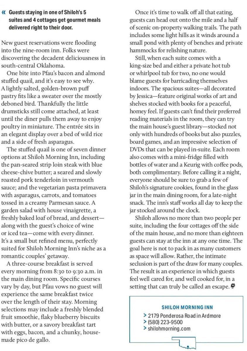 ShilohMorning's tweet photo. We are thrilled to be featured in the January/February issue of Oklahoma Today magazine! Thank you to writer Ben Luschen for featuring us! https://t.co/vlvuT9zD3k