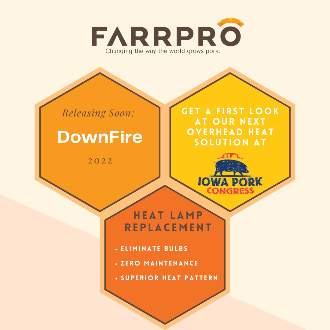 FarrPro's tweet image. We are excited for the upcoming release of the DownFire in 2022!

Our #NEW and #IMPROVED heat lamp replacement eliminates the need for bulbs, requires 0 maintenance, and provides a superior heat pattern for your piglets. 

Stop by our booth (525) at the IPC to get the first look!