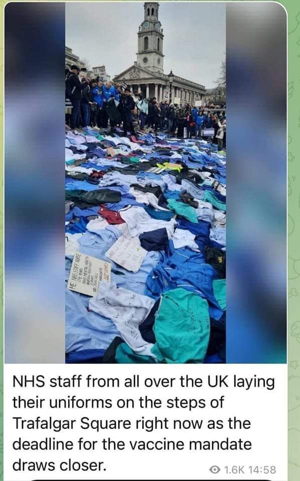 clotshot's tweet photo. Brave souls. Still many don't question why so many health professionals, many with decades of service behind them, don't want the #clotshot? #UK #London #Scamdemic #Plandemic #Tyranny #nurses #doctorsprotest #Doctors #NHS #NHS100K https://t.co/aN1FKOUDxg