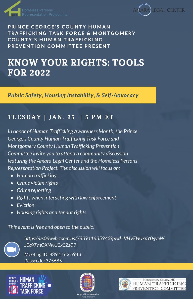 Don't forget to join us today at 5 p.m! This event is free and open to the public! <a href="/AmaraLegal/">Amara Legal Center</a> @HPRPMaryland <a href="/pgchttf/">PGCHTTF</a>