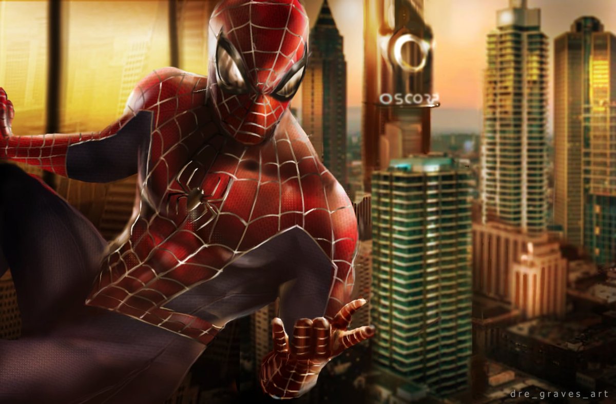 thelectricfire's tweet photo. Here is the first concept art by the amazing dre_graves_art from Instagram of the Spectacular Spider-Man! The suit is inspired by the Raimi, TASM 2, and Alex Ross suits and as you can see Oscorp is in the background. https://t.co/XtCNvxaNIw
