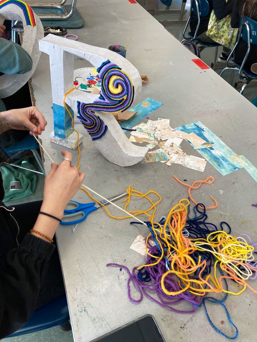 KKBryant_ART's tweet photo. This project has taken a while to get off the ground, but w/ the majority back most are on the same stage now. @ForbushHS 3D Design constructing architectural letter! Has been a fascinating process thus far. Ss using an array of materials to make it their own! 
@yadkincoschools https://t.co/Yf6utI12l9