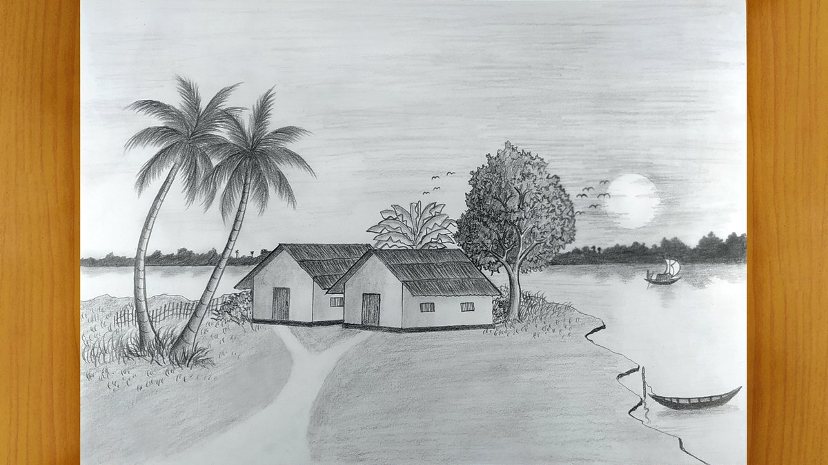 Village house. drawing sketch vector illustration of rural home. | CanStock