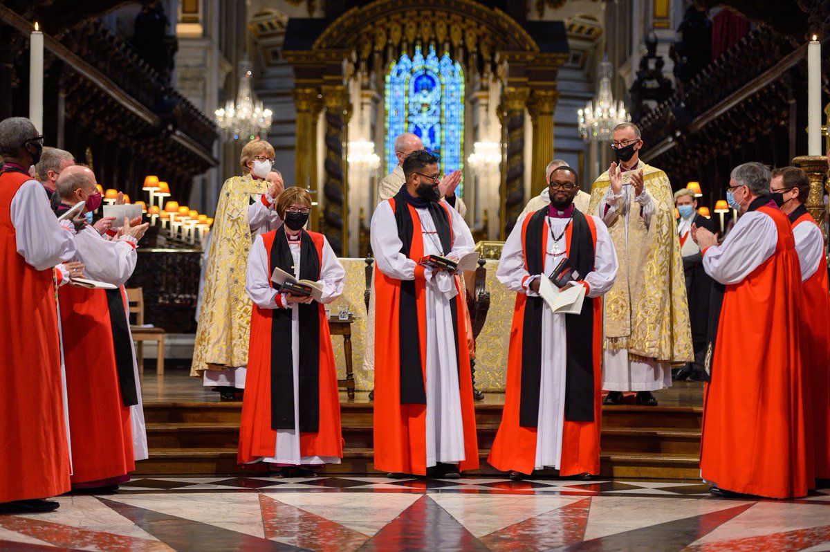 ArchbishopSarah's tweet photo. A wonderful, exciting, beautiful day for the @churchofengland - a diverse, global church brought together in the joy of Jesus Christ. 

Welcome Bishops Saju, Lynne and Lusa to your new ministries. We give thanks to God for you and we pray for you. https://t.co/TQuD81cbtg