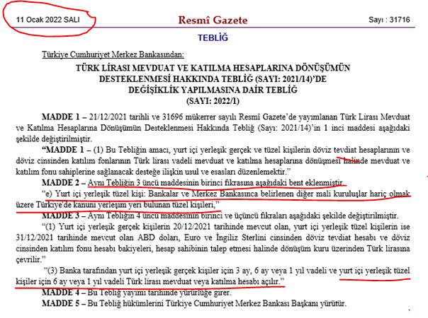 Şirketler için açılacak kur korumalı mevduat hesabının en az 6 ay vadeli açılması gerekiyor. TL mevduat  hesabından vadeden önce çekim yapılması halinde MB'ca kur farkına ilişkin ödeme yapılmaz. Şirketler bir kaç parça halinde vadeli hesap açarak olası zararlarını önleyebilir.