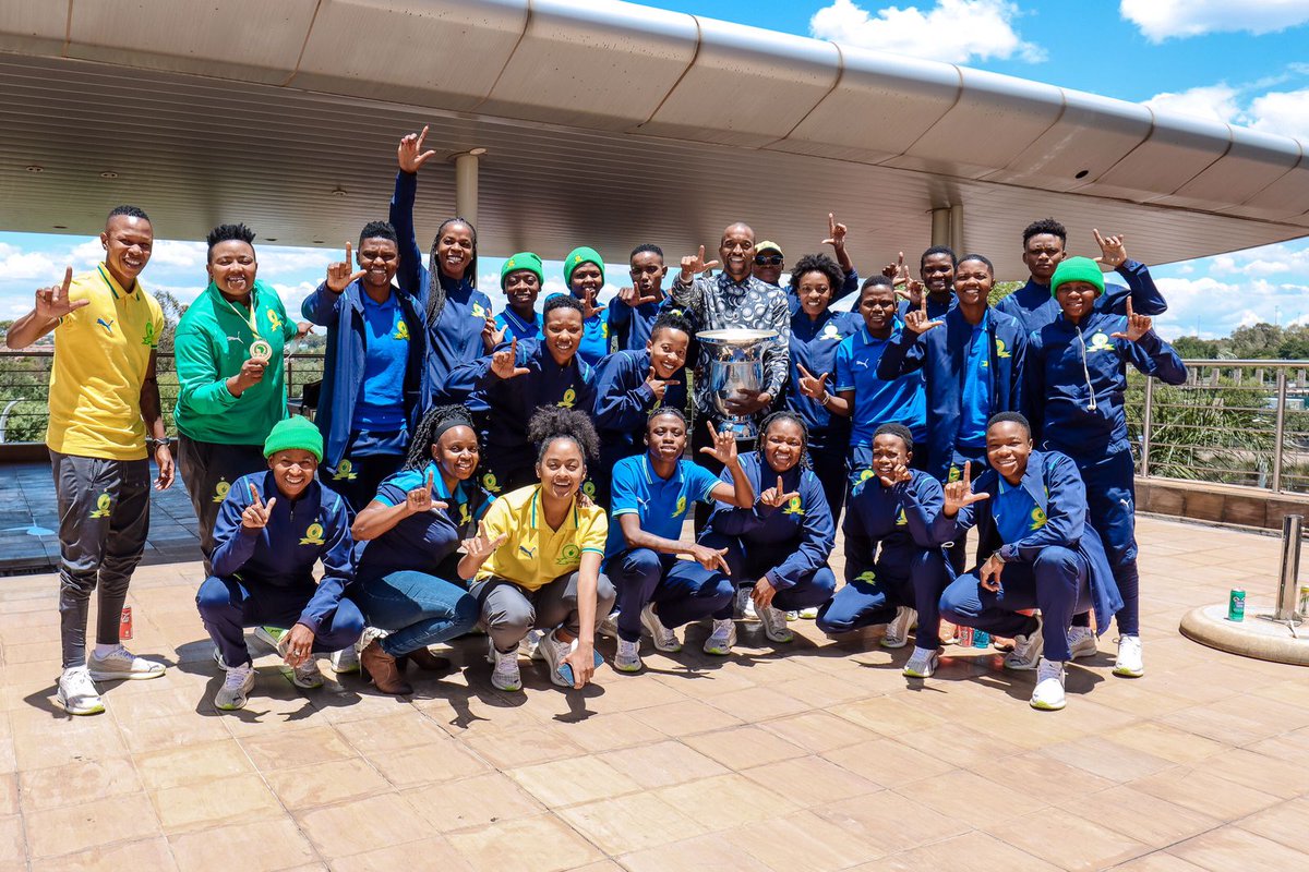 Celebrating the Champions 🏆 🏆  🏆 
<a href="/SundownsLadies/">Mamelodi Sundowns Ladies Team</a> 💛👆🏾
#MamelodiSundownsLadiesTeam