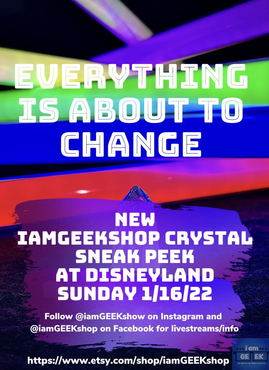IAmGeekShow's tweet image. This Sunday January 16th At Galaxy’s Edge (Disneyland) I will be giving a sneak peek of my latest crystal! Follow along on @iamGEEKshop on Facebook and @iamGEEKshow on Instagram. Everything is about to CHANGE! #galaxysedge #StarWars #Disneyland #Disney #lightsaber #batuu
