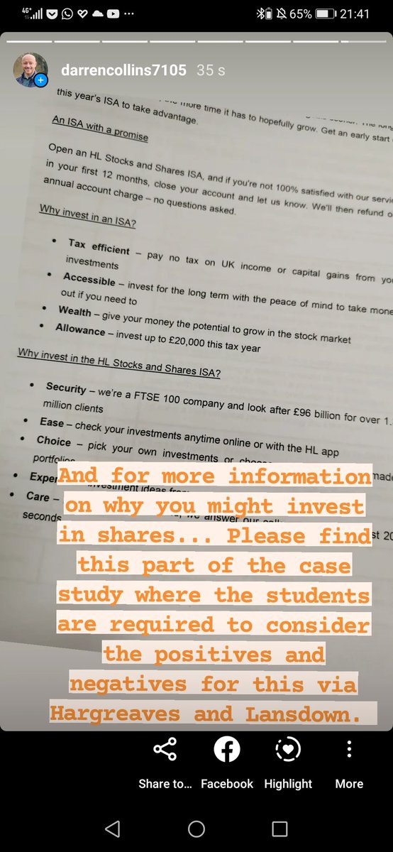mrcollinsfinanz's tweet photo. Who says school doesn't finance, please have an insight into the content of this LIBF case study, and tell me this information on investing in shares is not useful... Good luck y12s/13s for Monday morning... #Finance #compoundedgrowth
#socialmedia #Financialeducation #RVLearning https://t.co/tpkxro4Fhc