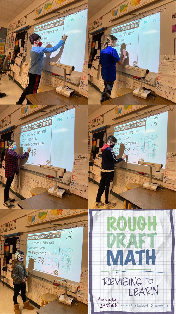FanFlauters's tweet photo. What is Rough Draft Math? Posing this question to Ss moved our classroom from a performance classroom to a practice and participatory classroom! Ss sharing mental math strategies during a number talk. #d25roughdraftmath https://t.co/OgviNkIqn3