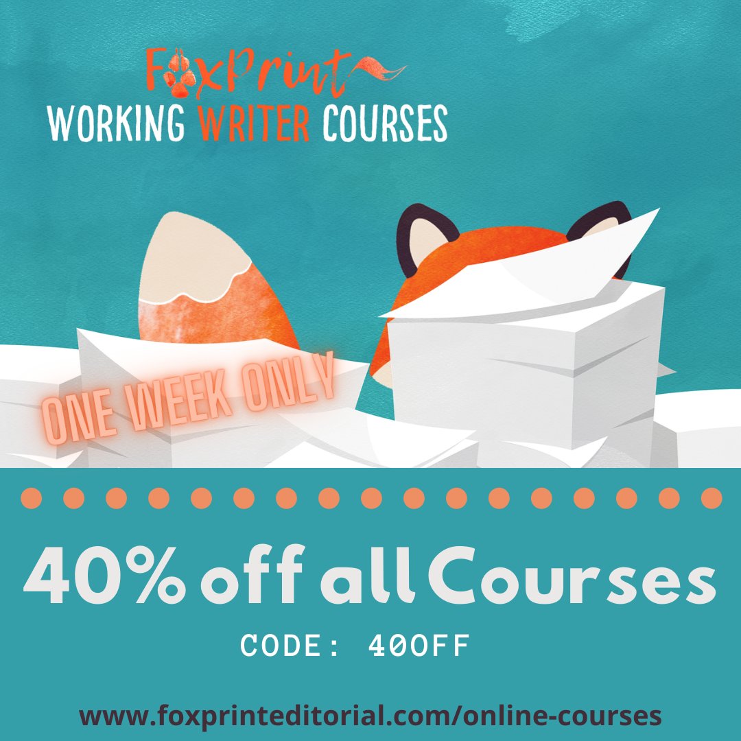 FoxPrintEd's tweet photo. If you're looking to jump-start your writing in 2022, my FoxPrint Working Writer courses are all 40% off this week with code 40OFF--including my newest, Get It Edited, packed with info on what to look for to make sure you hire the right editor for you.
https://t.co/EmLfmj5HZd https://t.co/18wG5iOLPs