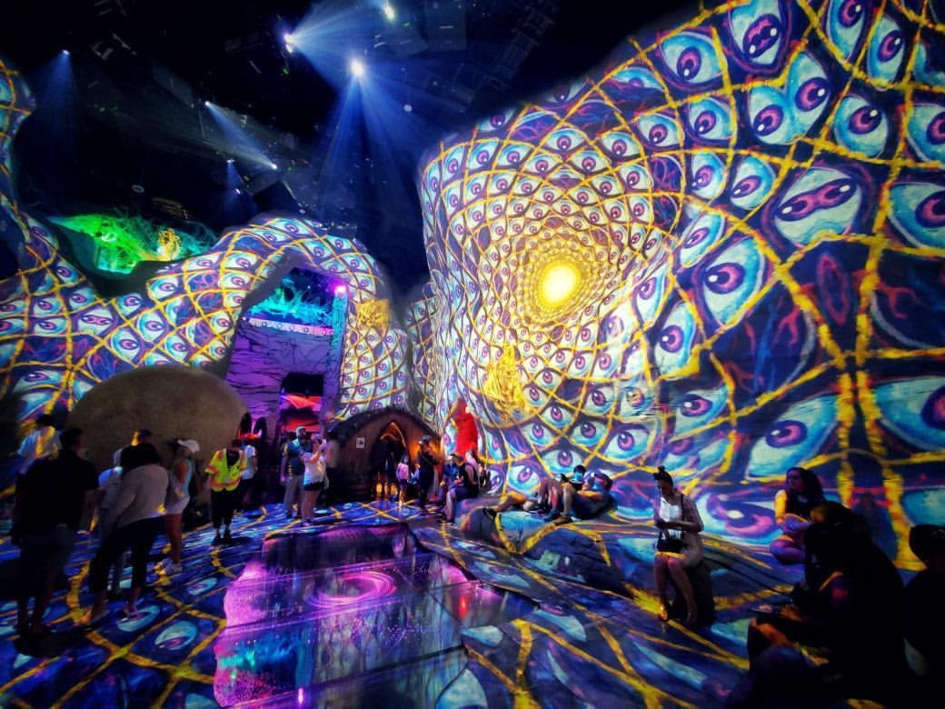 alexgreycosm's tweet photo. Though each artist has his or her own personal limitations, the potential of art is unlimited. Art can be anything we want it to be. 

Photo by Kaley Nelson featuring my painting Collective Vision from The Projected Desert at @MeowWolf https://t.co/ojflCQxfQZ