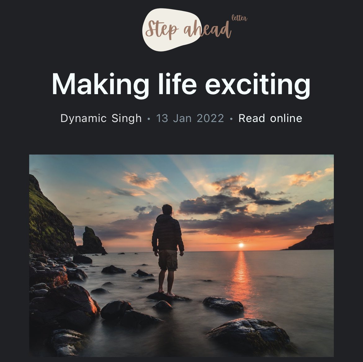 Every second is so unique that you being born as YOU in this space and time is a one time occurrence in the whole Cosmos. You are that rare and unique every second of your life✨ Go ahead and read my this week’s Step Ahead letter on Making Life Exciting. 

dynamicsingh.com/making-life-ex…