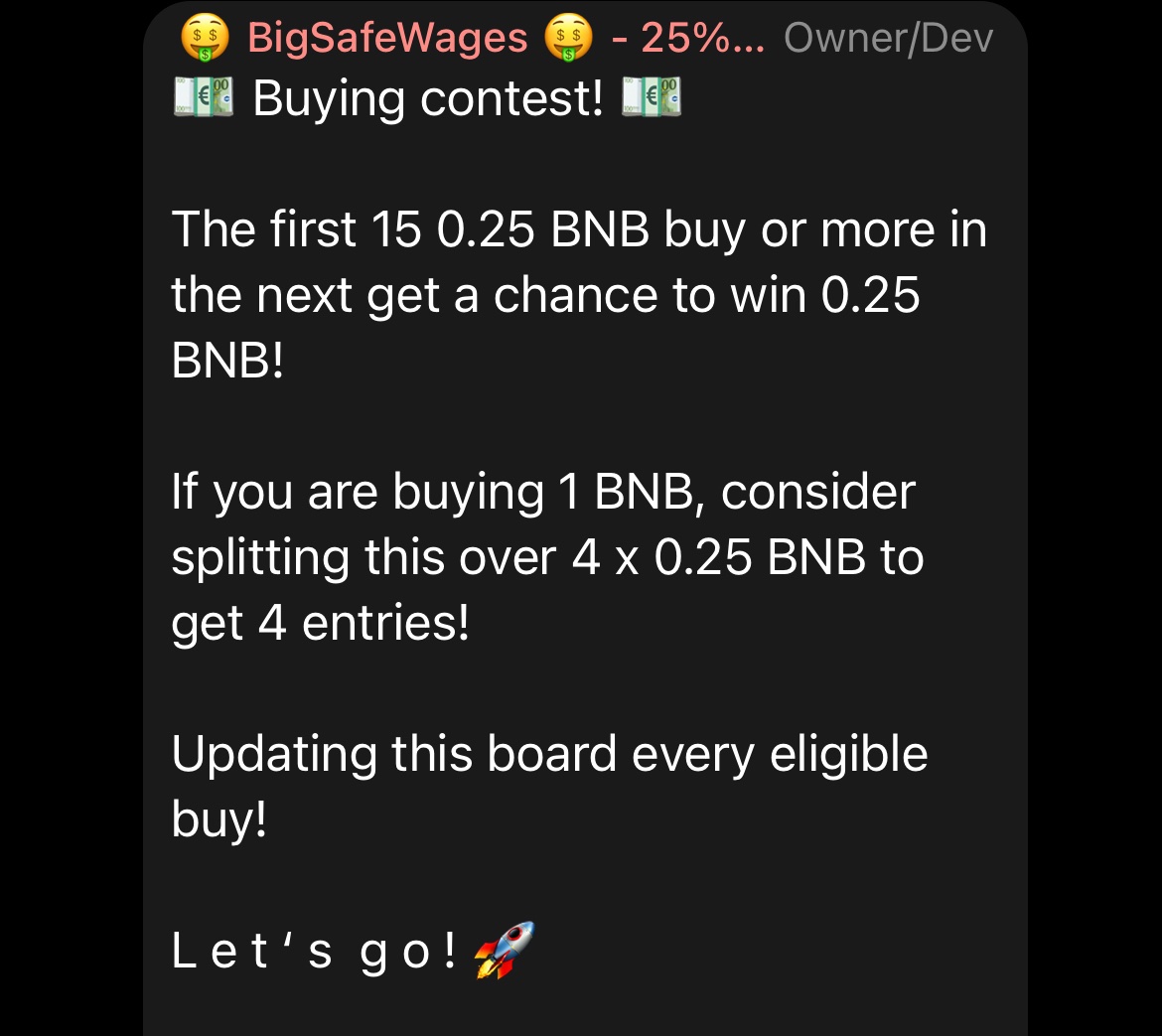 bigsafewages's tweet photo. Buying Contest!💸
Buy for 0.25BNB and get a chance to Win 0.25BNB
15 Seats, 5 already Taken, 10Seats Left👊🏻

#WeRollin
#WeGrinding
#WeDontPlayGames https://t.co/46ba9bW4q4