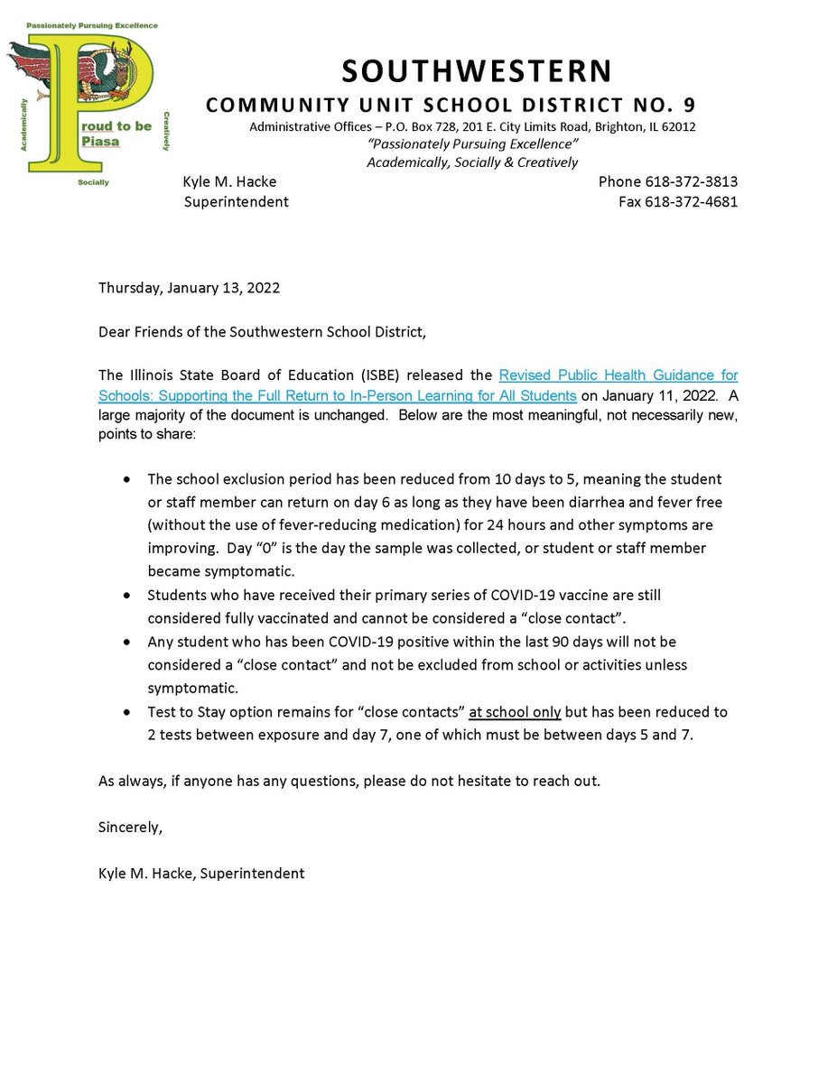 Please read this important message from Southwestern CUSD #9.