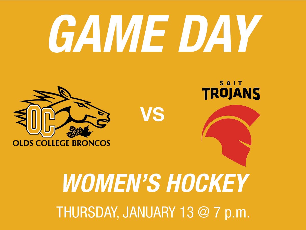 OldsBroncos's tweet photo. ITS GAMEDAY!!! 🎉🐴🏒

@ocbroncoswhky take on the @sait_trojans tonight at the Olds Sportsplex. Puck drops at 7 p.m.

Spectators are still welcome at this time and all AHS guidelines will be followed. For more information please visit https://t.co/1mGUa5nzgu. #gobroncos https://t.co/ggwxPtKPjS