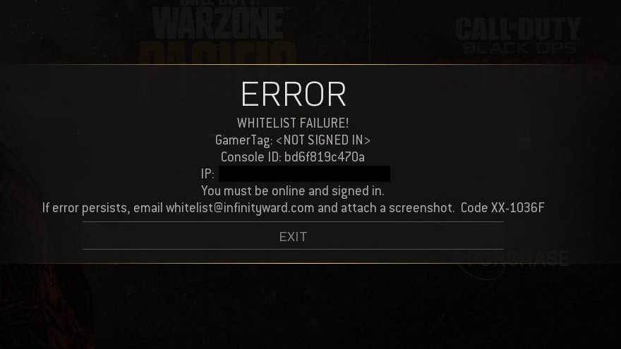 ModernWarzone's tweet photo. BREAKING - A new error that mentions "WHITELIST FAILURE" is appearing for players attempting to play #Warzone. https://t.co/yLqtpnTPeB
