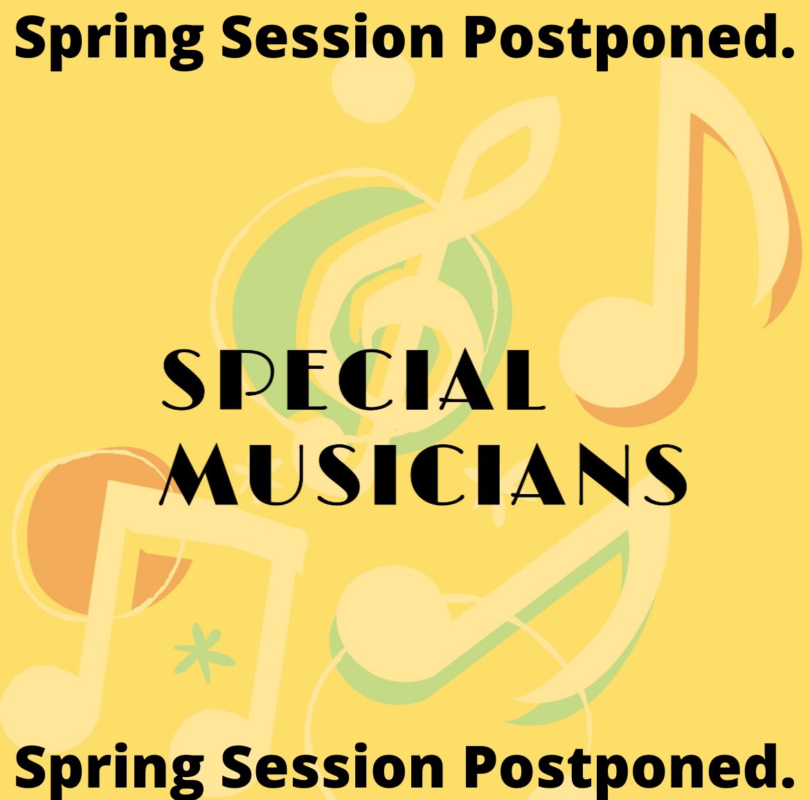 specmusicians's tweet photo. Special Musicians board has decided to postpone all sessions until February 13th. The board will to watch and evaluate the situation surrounding COVID-19 as we approach the reopening date of February 13th. If you have any questions, please don’t hesitate to reach out! https://t.co/a6j8iHcqxA